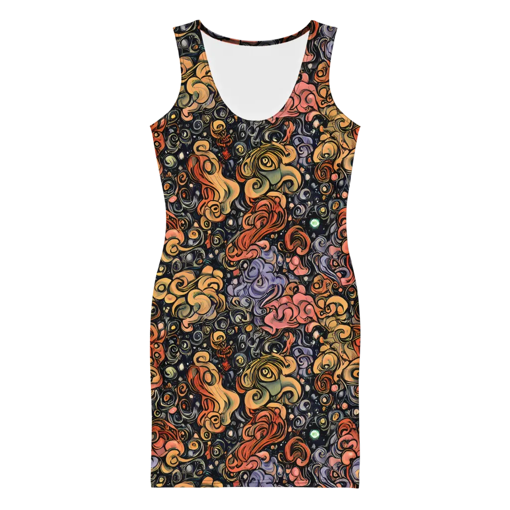 Psychedelic Brocade on Bodycon Dress — Front