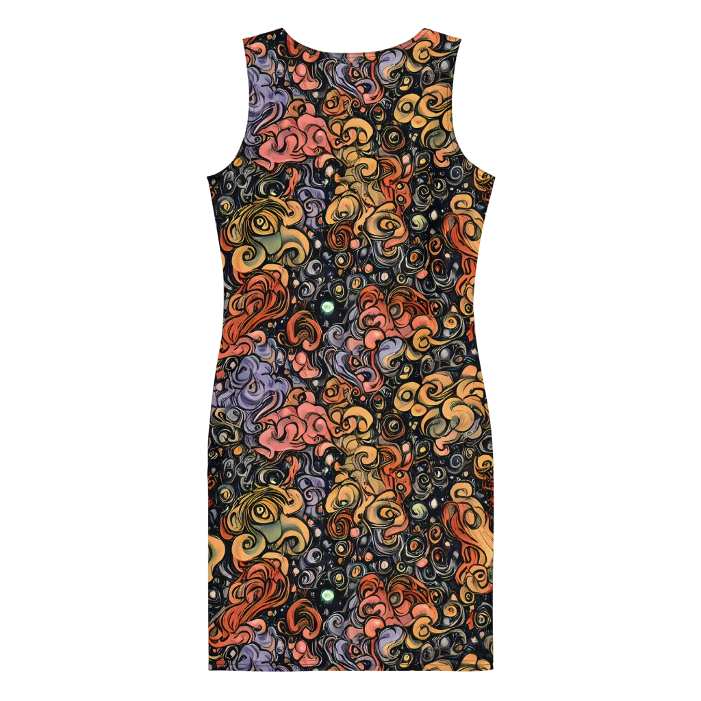 Psychedelic Brocade on Bodycon Dress — Back