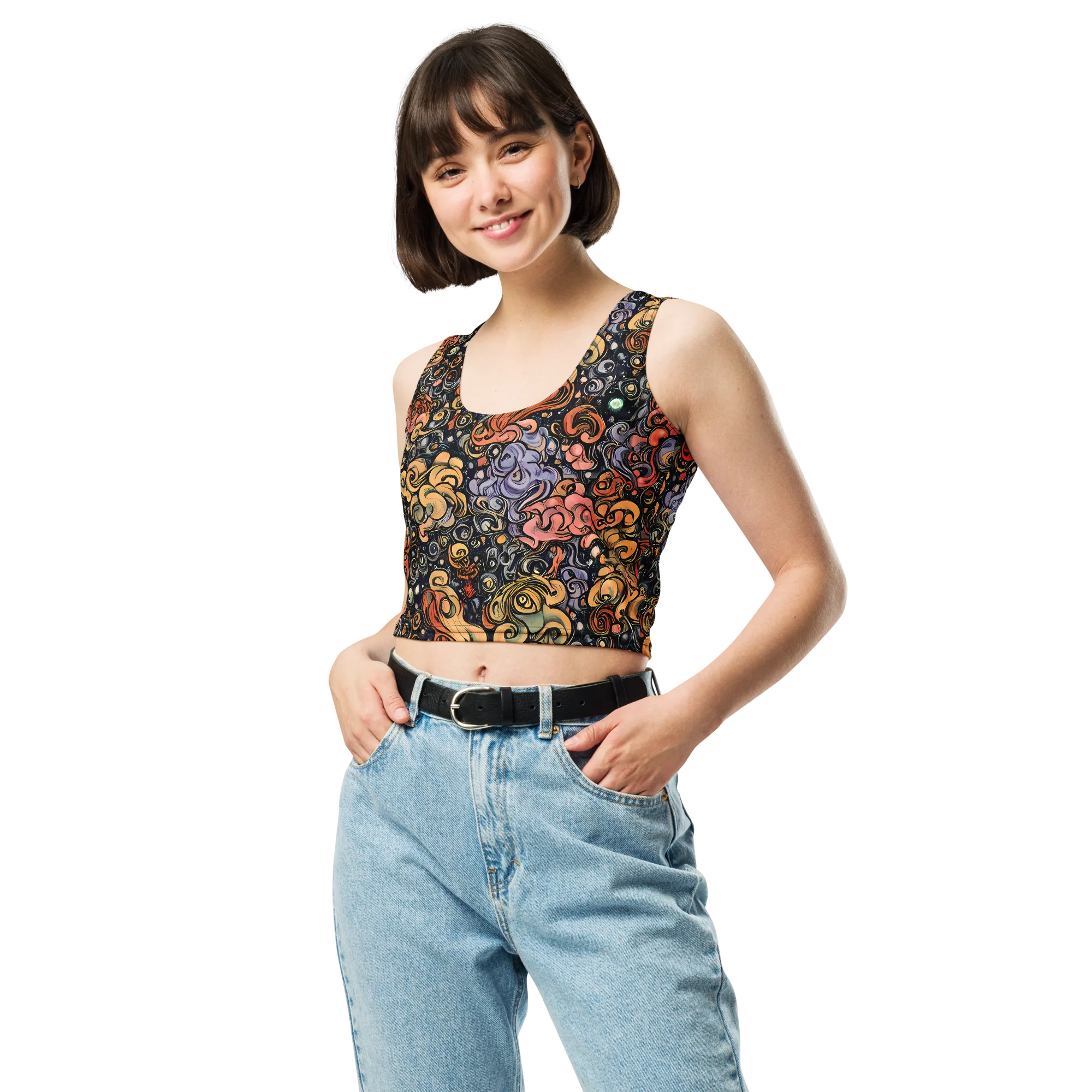 Psychedelic Brocade on Crop Top — Front