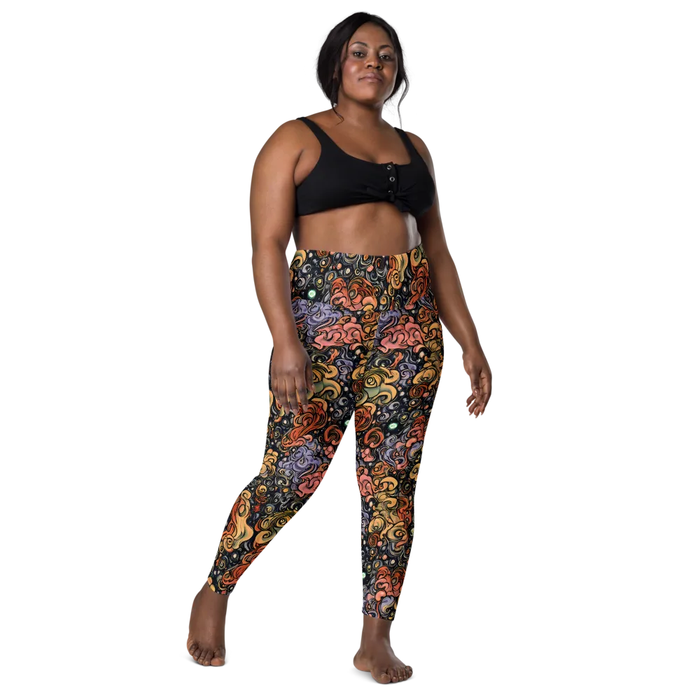 Psychedelic Brocade on Leggings with Pockets — Front