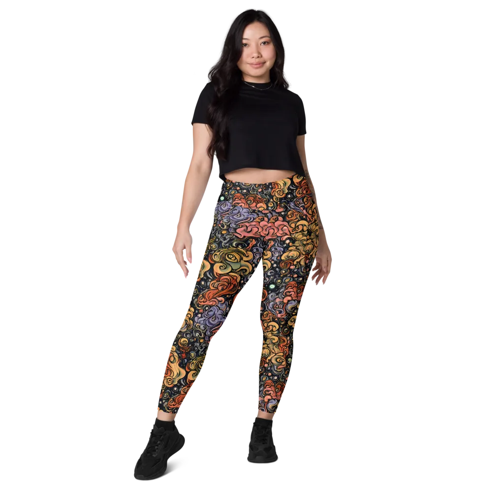 Psychedelic Brocade on Leggings with Pockets — Front