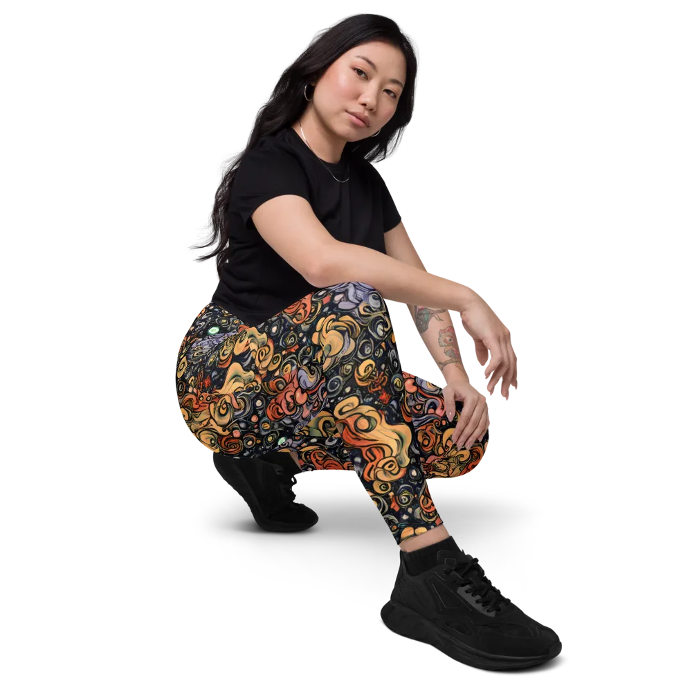 Psychedelic Brocade on Leggings with Pockets — Right Front