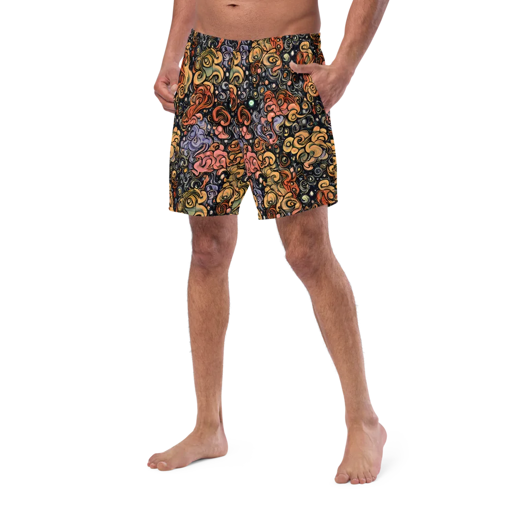 Psychedelic Brocade on Swim Trunks — Left Front