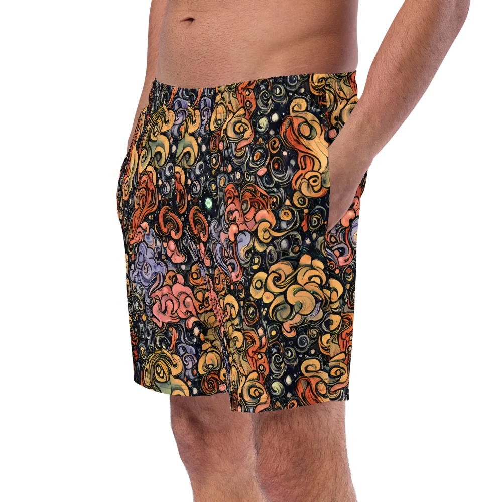 Psychedelic Brocade on Swim Trunks — Left Front
