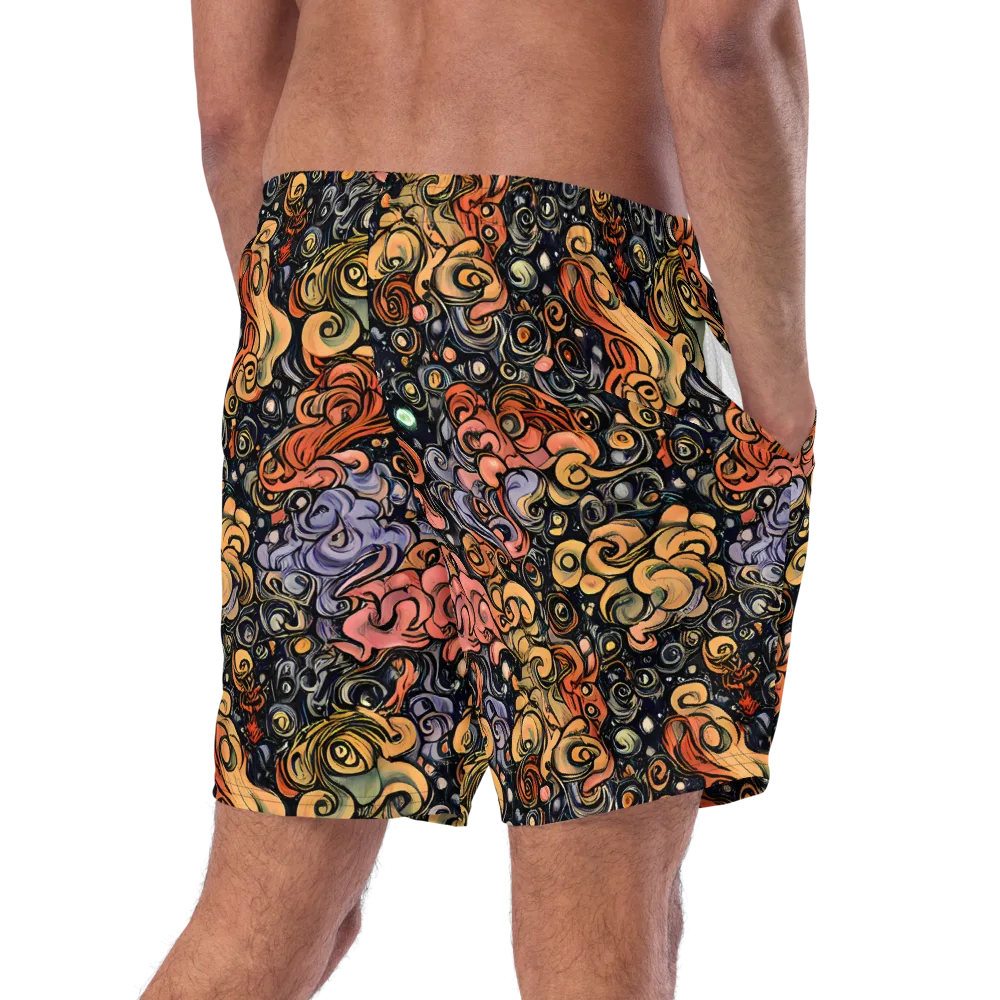 Psychedelic Brocade on Swim Trunks — Right Back