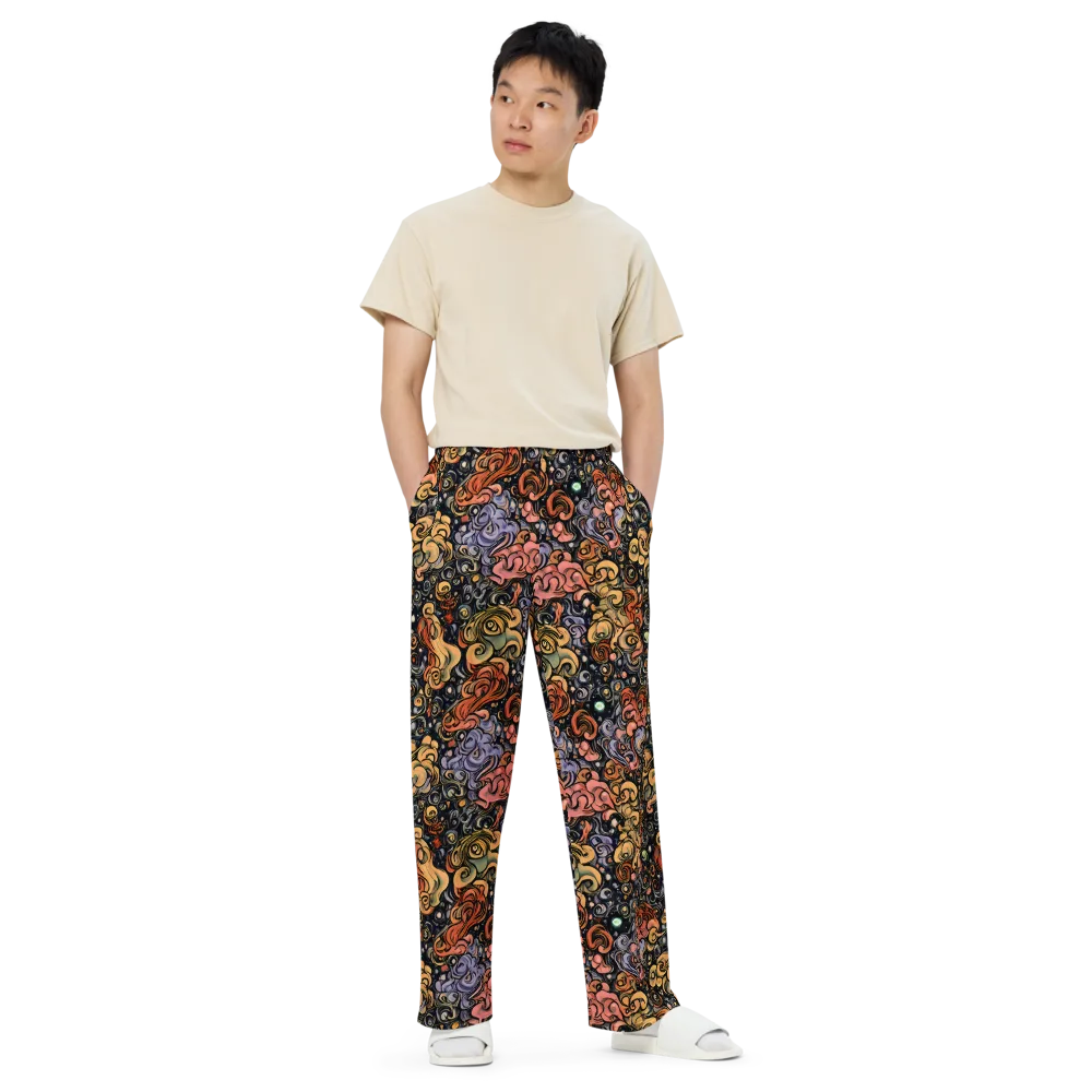 Psychedelic Brocade on Wide-Leg Pants — Front