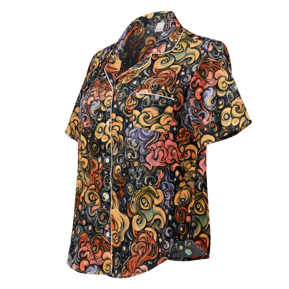 Psychedelic Brocade on Women's Short Sleeve Pajama Top — Left Front