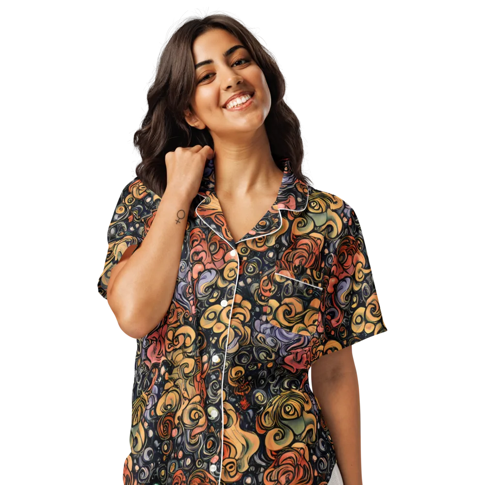 Psychedelic Brocade on Women's Short Sleeve Pajama Top — Front