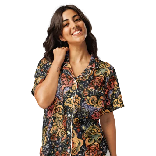 Psychedelic Brocade on a Women's Short Sleeve Pajama Top