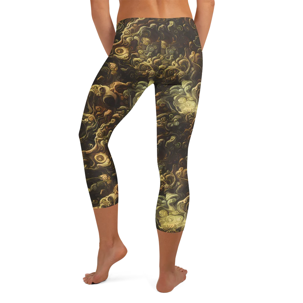 Ochre Undertow on Capri Leggings — Back