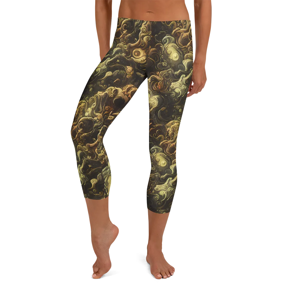 Ochre Undertow on Capri Leggings — Front