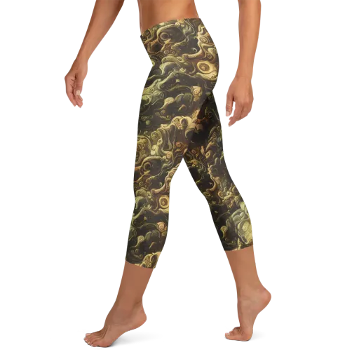 Ochre Undertow on a Capri Leggings