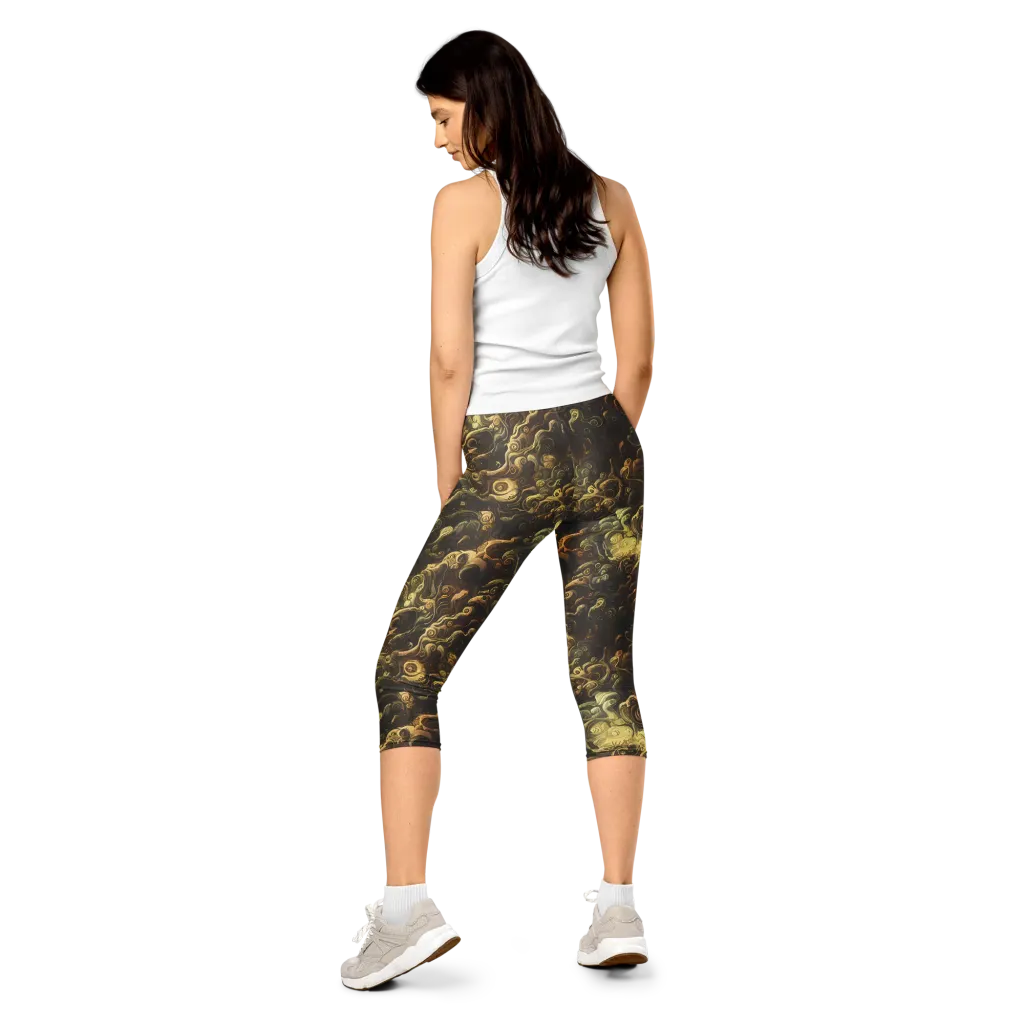 Ochre Undertow on Capri Leggings — Back