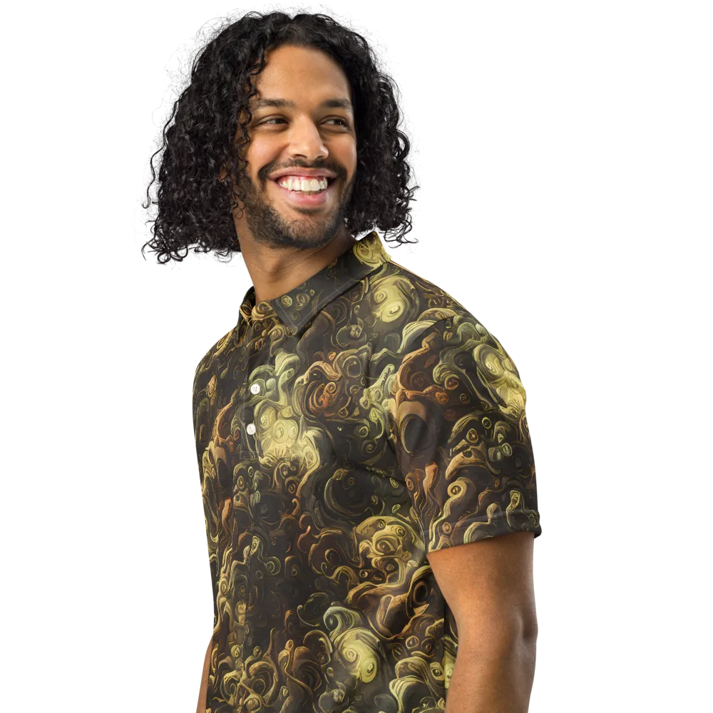 Ochre Undertow on Men's Slim Fit Polo Shirt — Left Front