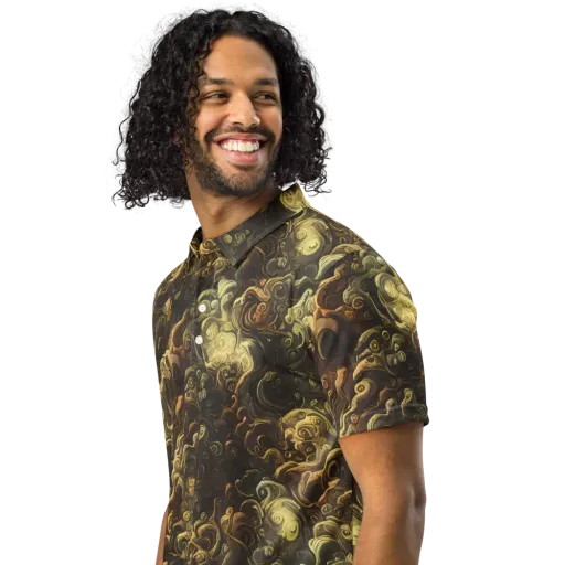 Ochre Undertow on a Men's Slim Fit Polo Shirt