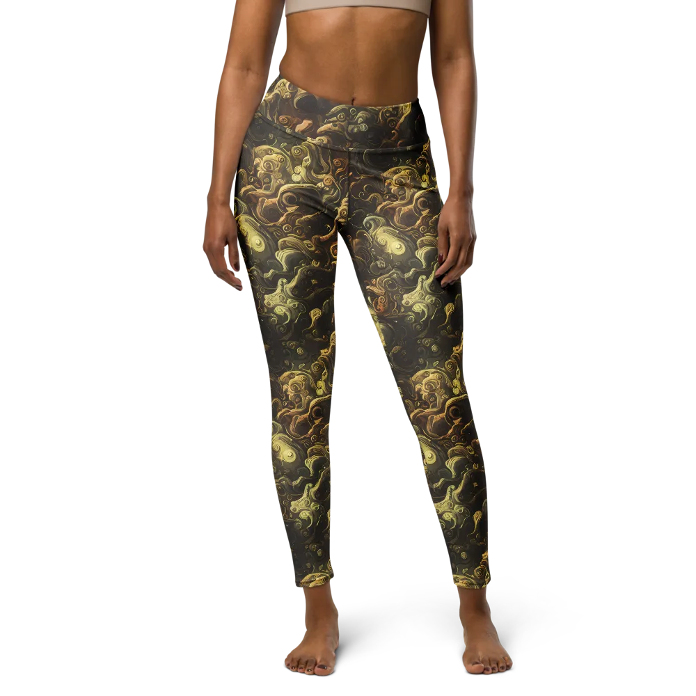 Ochre Undertow on Yoga Leggings — Front