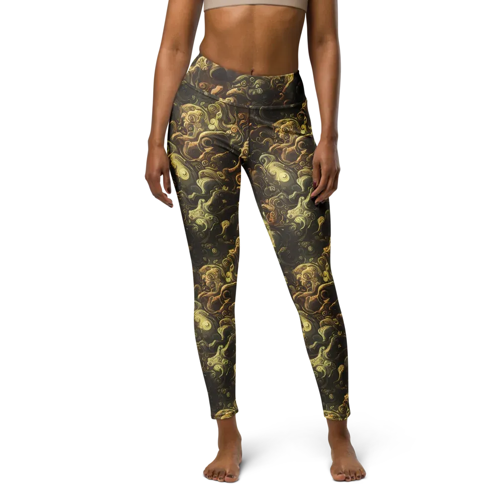 Ochre Undertow on Yoga Leggings — Front