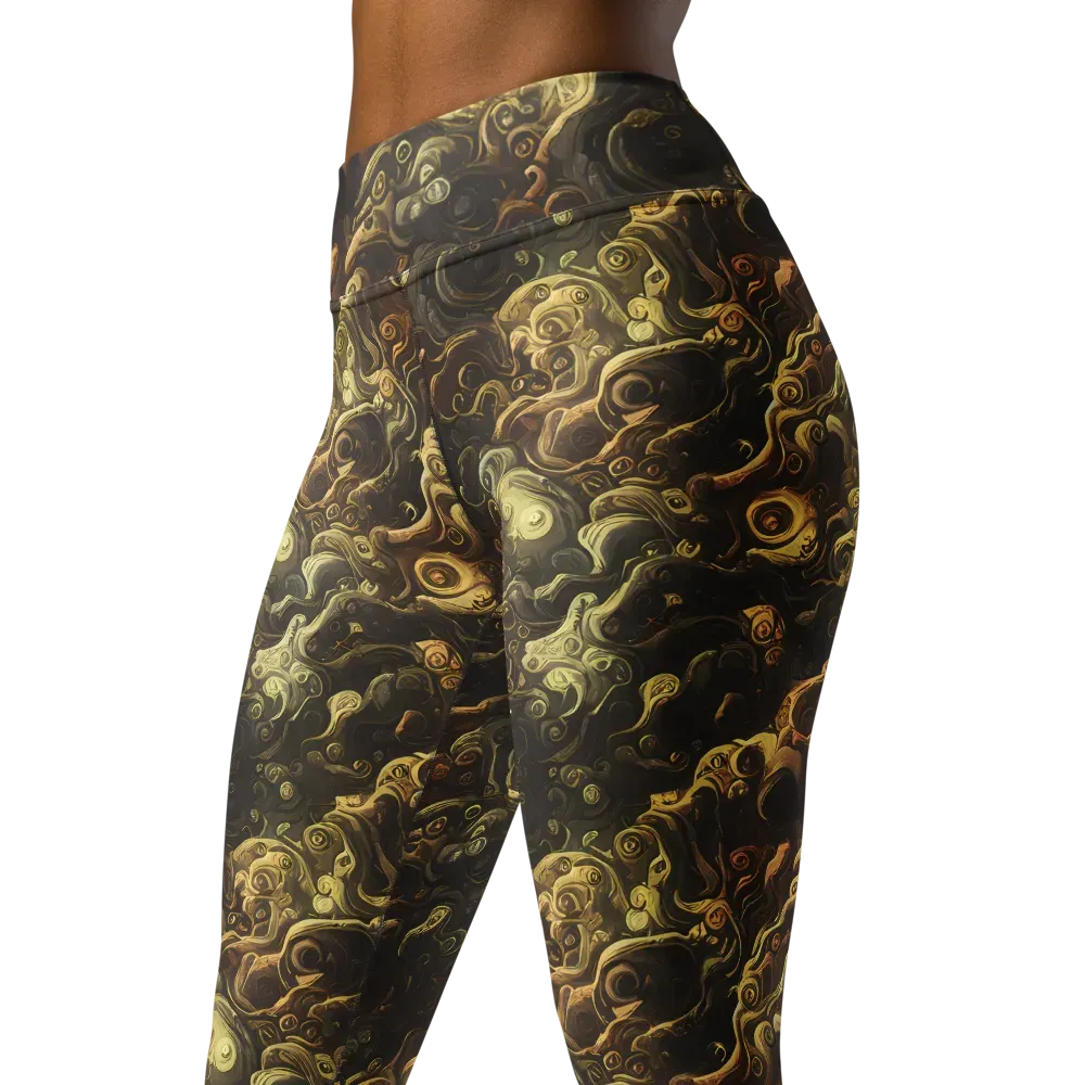 Ochre Undertow on Yoga Leggings — Left Front