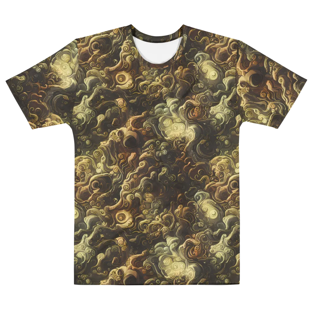 Ochre Undertow on Men's Cotton Crew Neck T-Shirt — Front