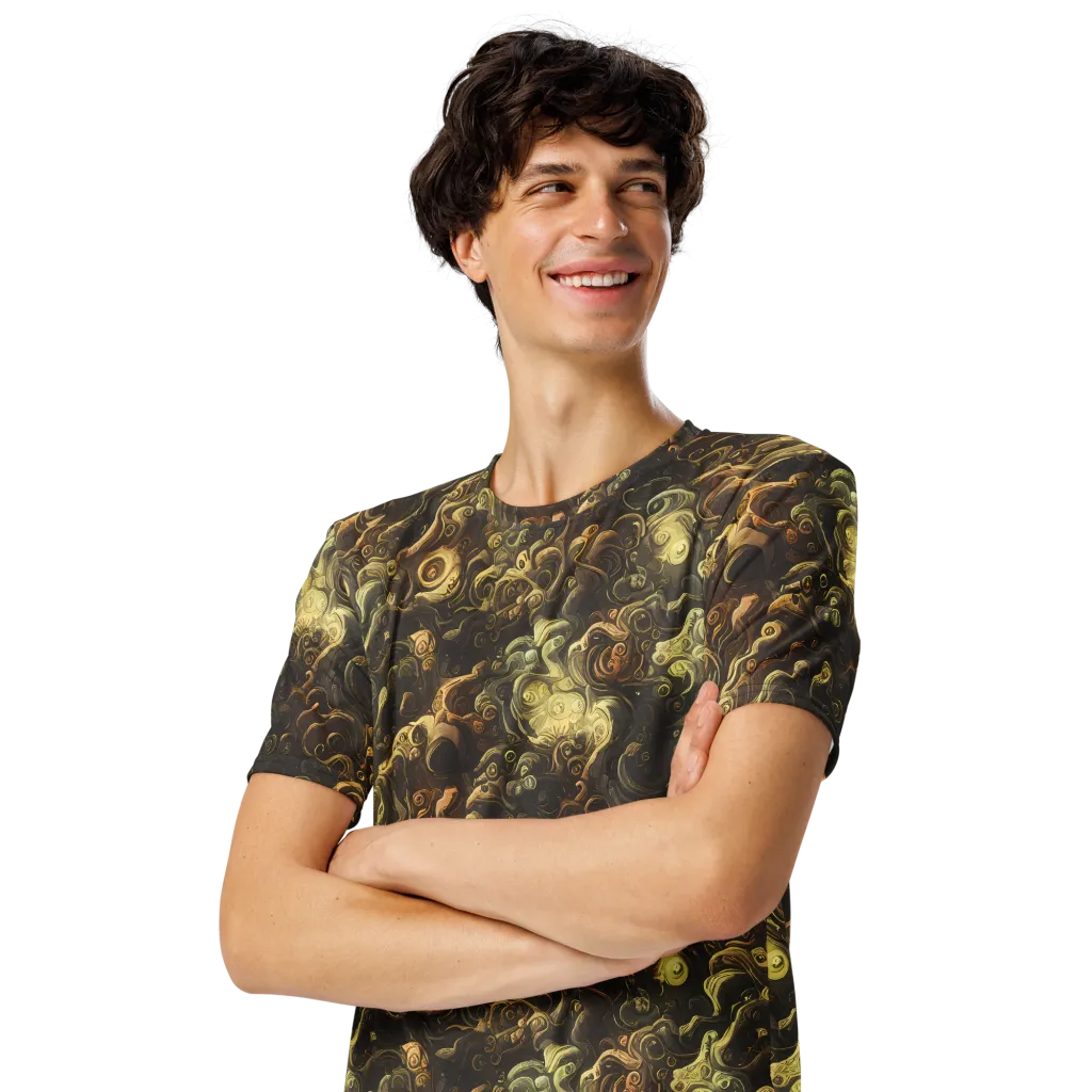 Ochre Undertow on Men's Crew Neck T-Shirt — Left Front