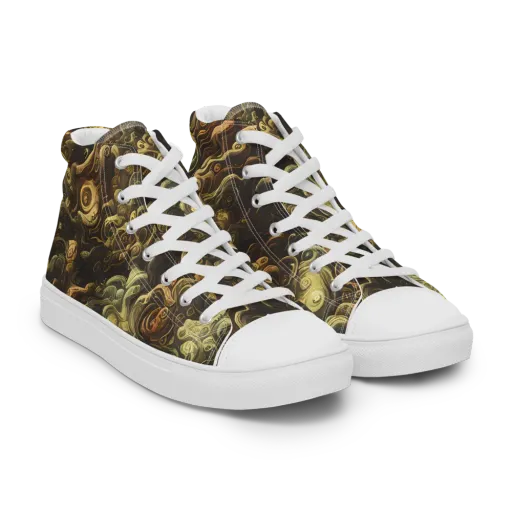Ochre Undertow on a Men's High Top Canvas Shoes