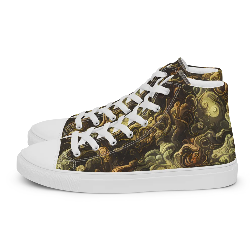 Ochre Undertow on Men's High Top Canvas Shoes — Left