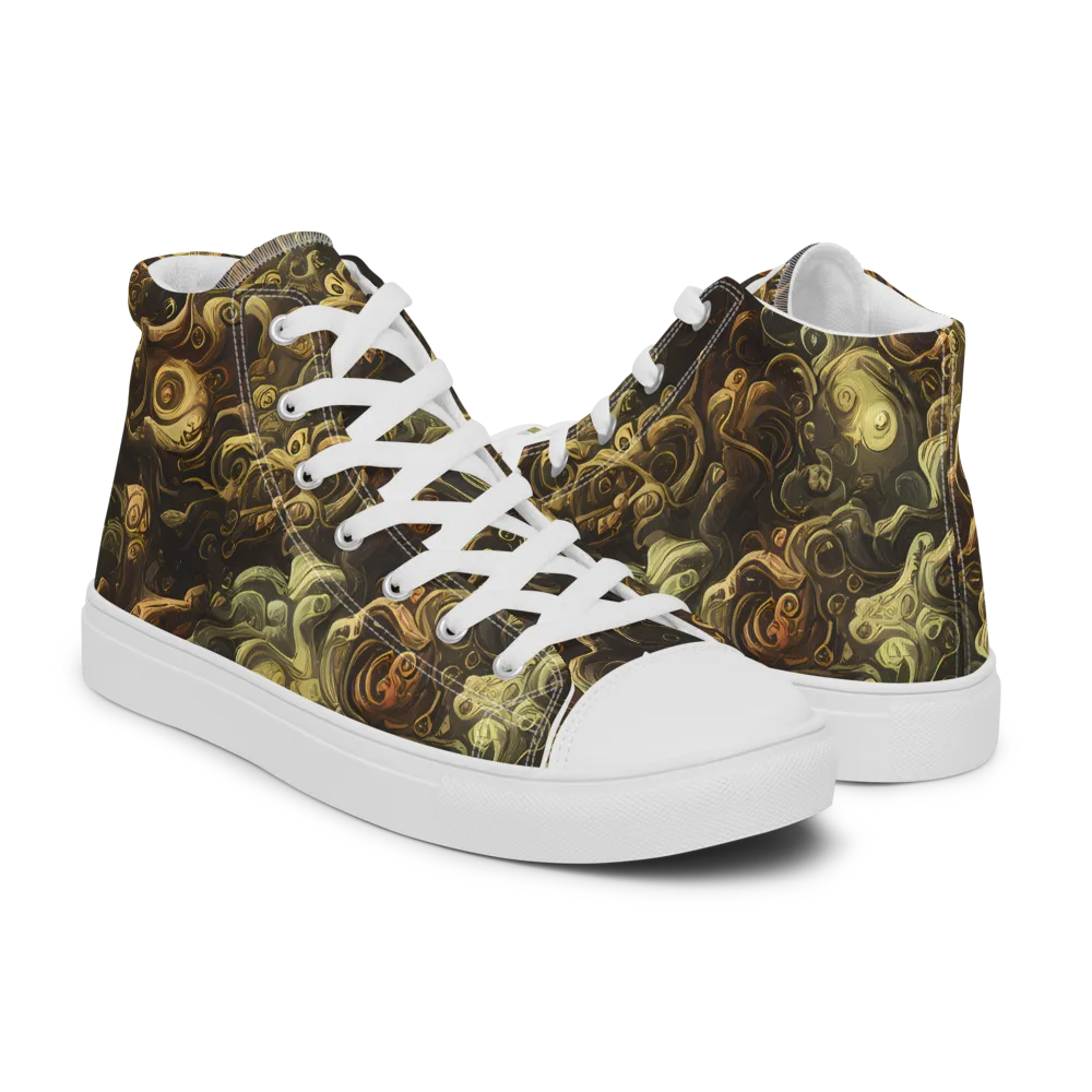 Ochre Undertow on Men's High Top Canvas Shoes — Right