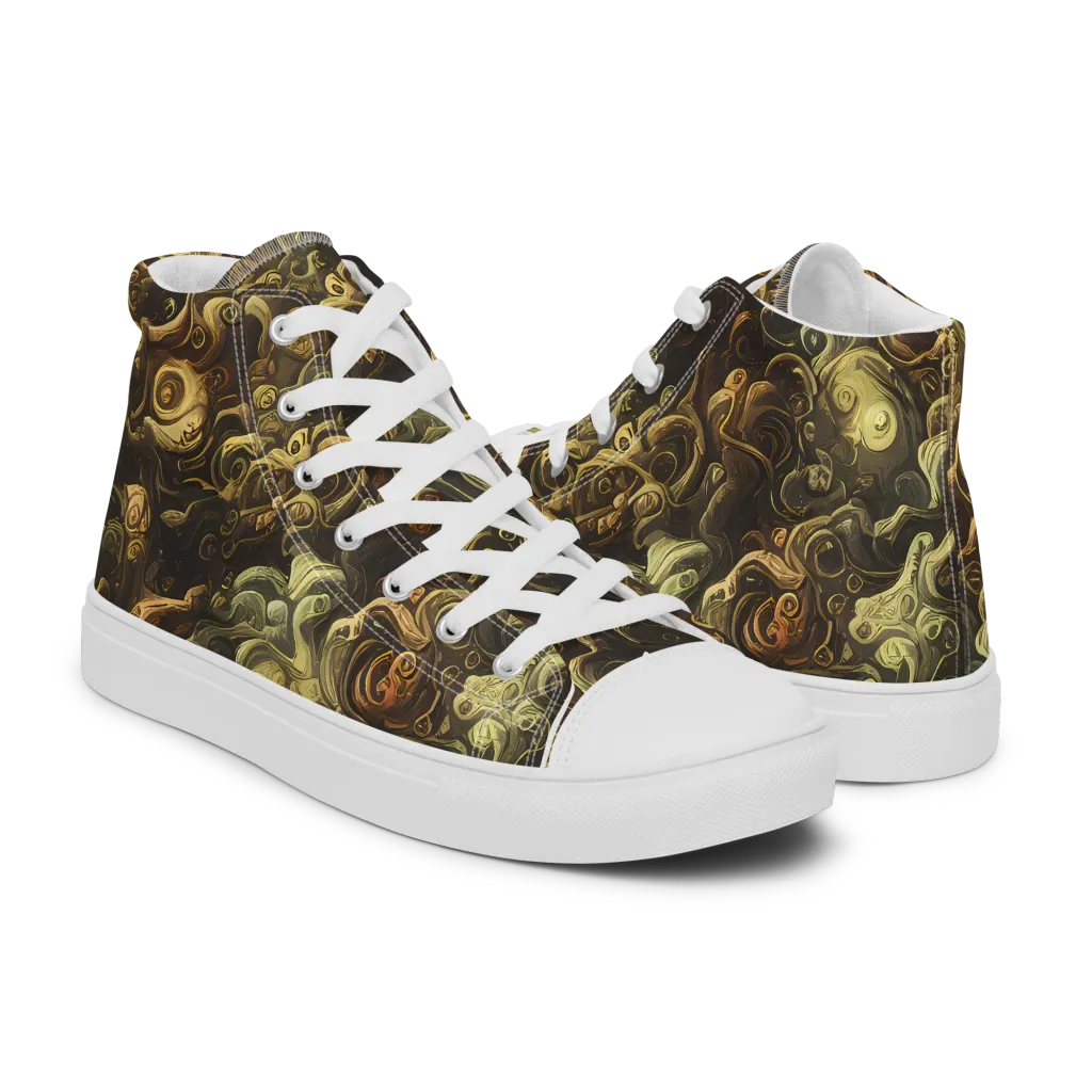 Ochre Undertow on Women's High Top Canvas Shoes — Right