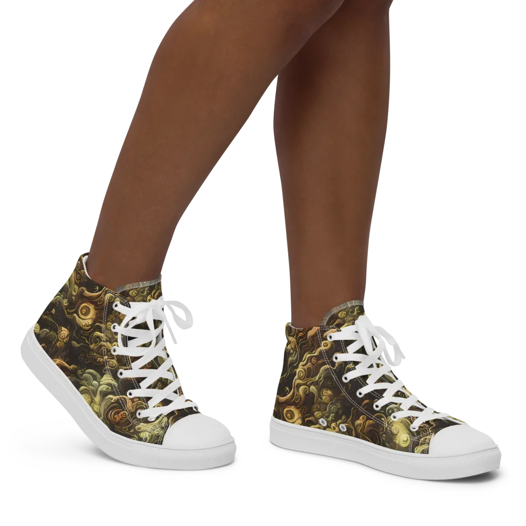 Ochre Undertow on Women's High Top Canvas Shoes — Right
