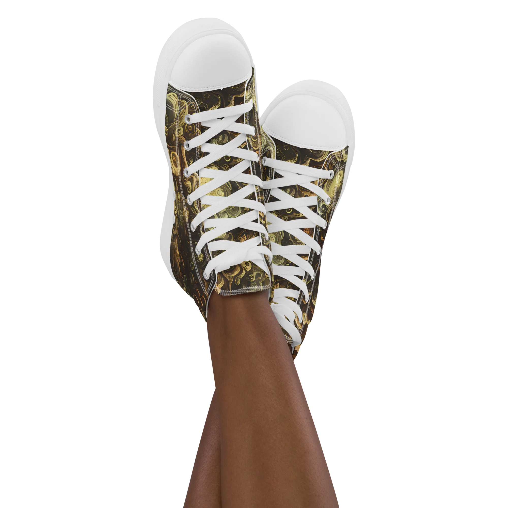 Ochre Undertow on Women's High Top Canvas Shoes — Front