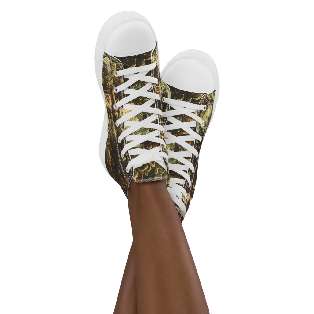 Ochre Undertow on Women's High Top Canvas Shoes — Front