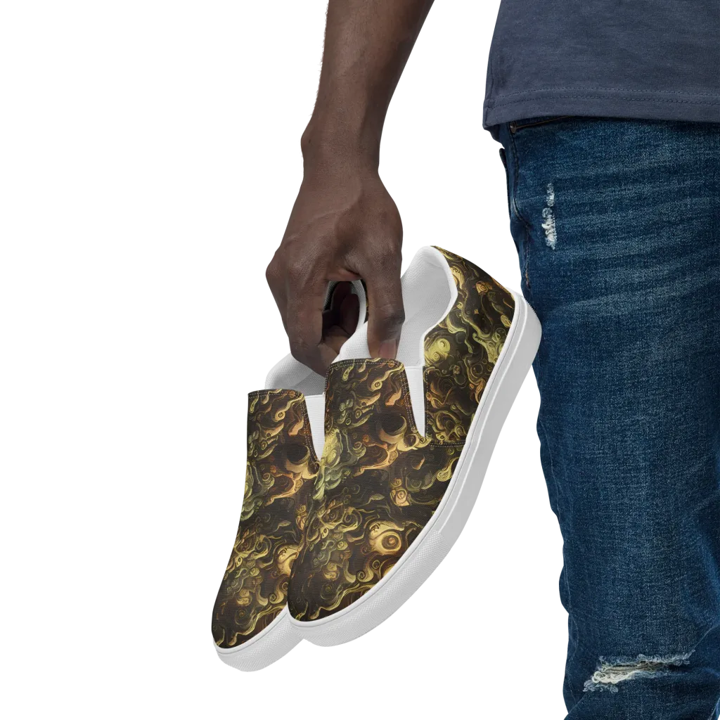 Ochre Undertow on Men's Slip-On Canvas Shoes — Left Front