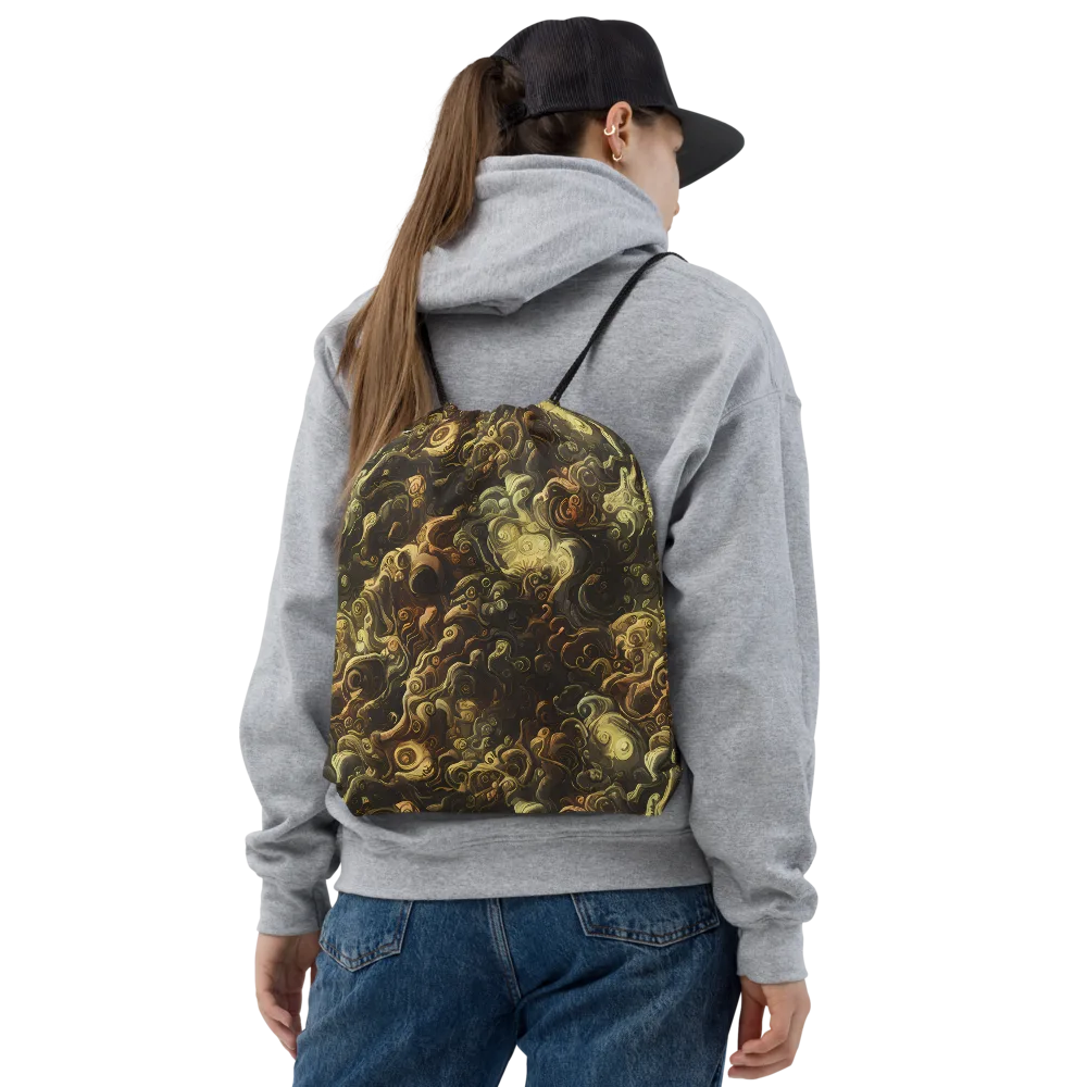 Ochre Undertow on Drawstring Bag — Front