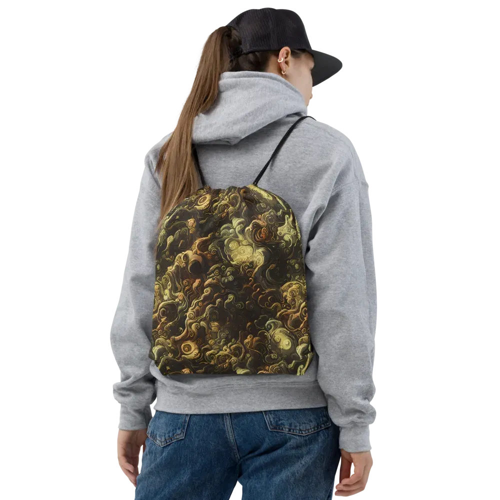 Ochre Undertow on Drawstring Bag — Front