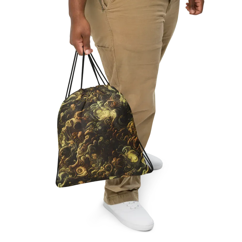 Ochre Undertow on Drawstring Bag — Front