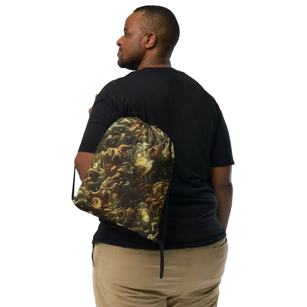 Ochre Undertow on Drawstring Bag — Front