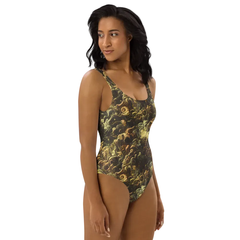 Ochre Undertow on One-Piece Swimsuit — Right