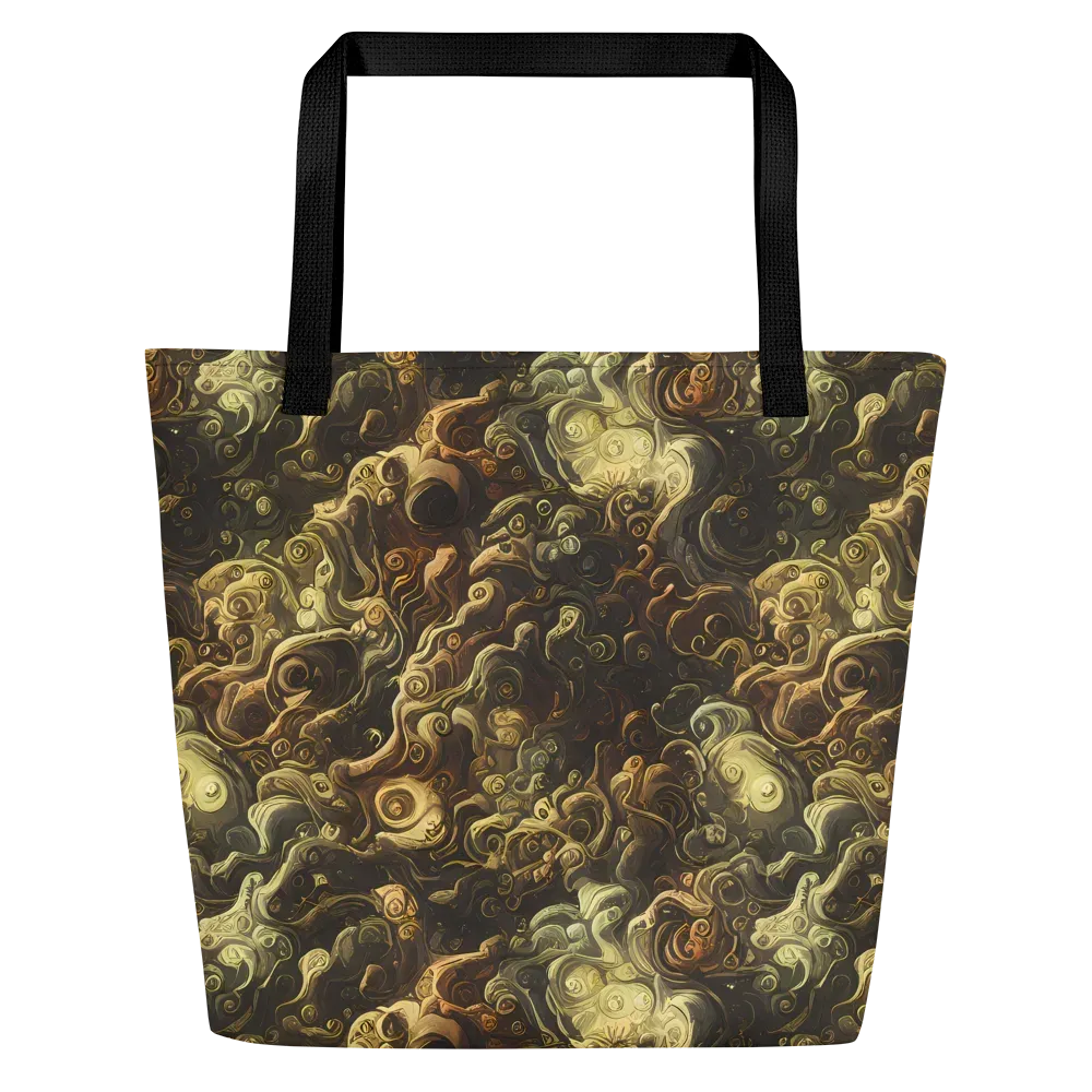Ochre Undertow on Large Tote Bag W/ Pocket — Front