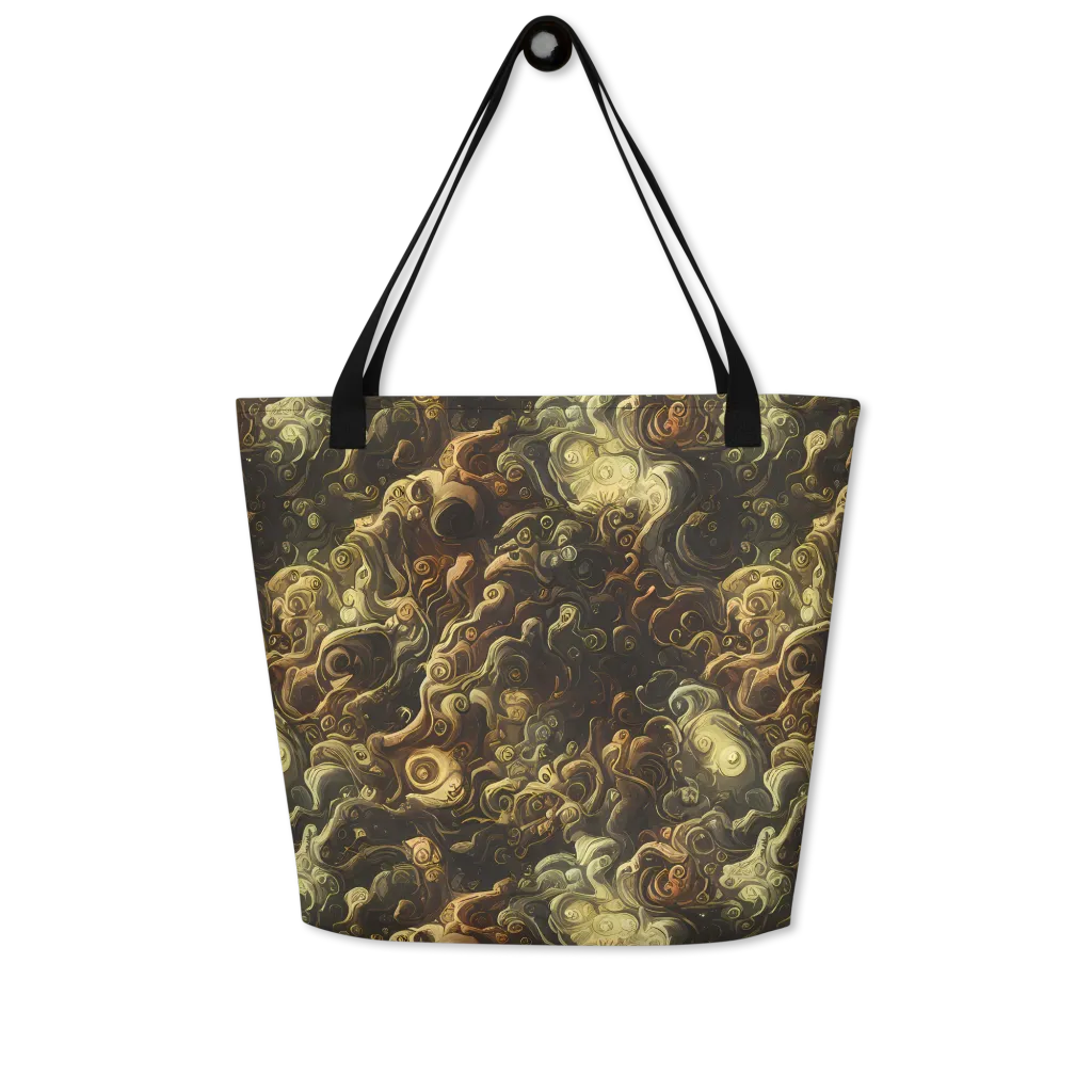 Ochre Undertow on Large Tote Bag W/ Pocket — Front