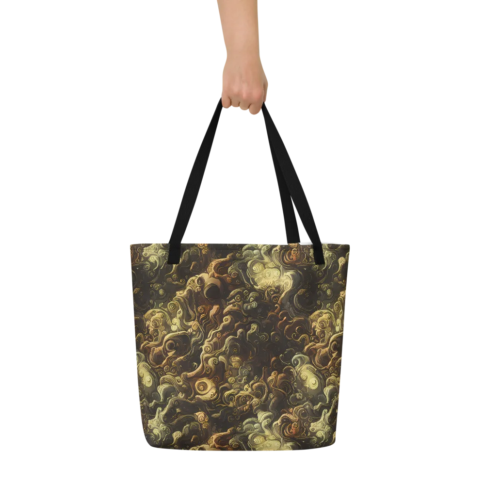 Ochre Undertow on Large Tote Bag W/ Pocket — Front