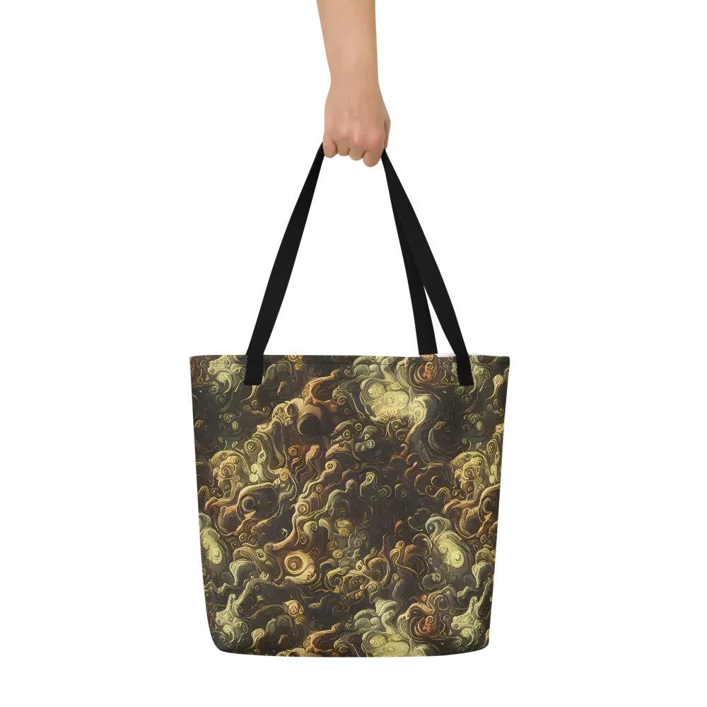 Ochre Undertow on Large Tote Bag W/ Pocket — Front