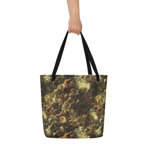 Ochre Undertow on a Large Tote Bag W/ Pocket
