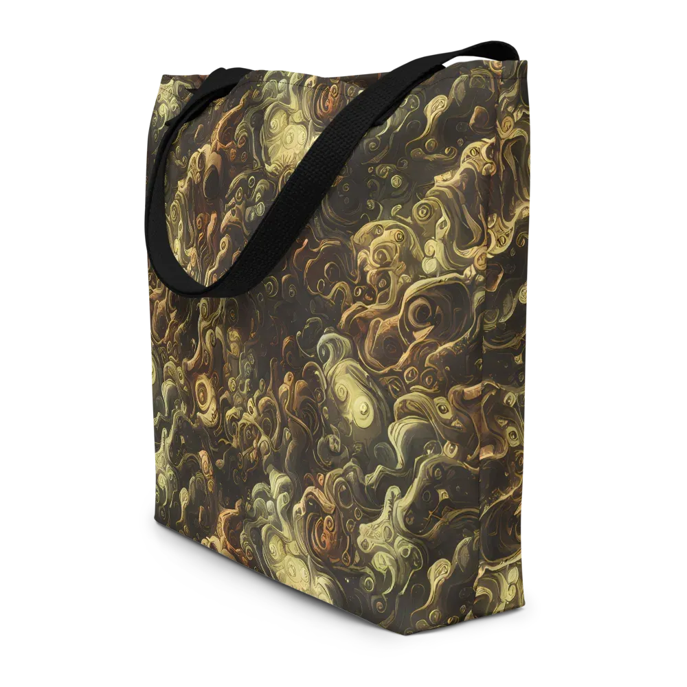 Ochre Undertow on Large Tote Bag W/ Pocket — Front