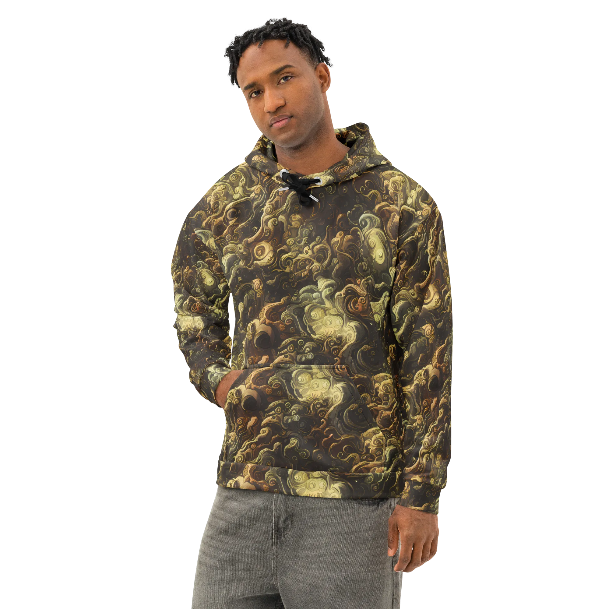 Ochre Undertow on Cotton Hoodie — Left Front