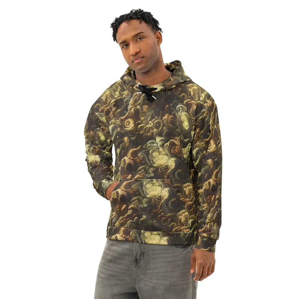Ochre Undertow on Cotton Hoodie — Left Front
