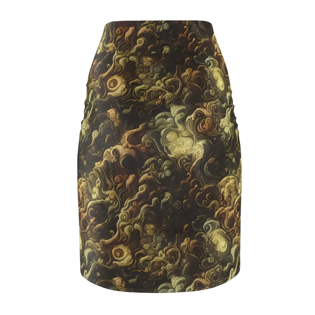 Ochre Undertow on Pencil Skirt — Back