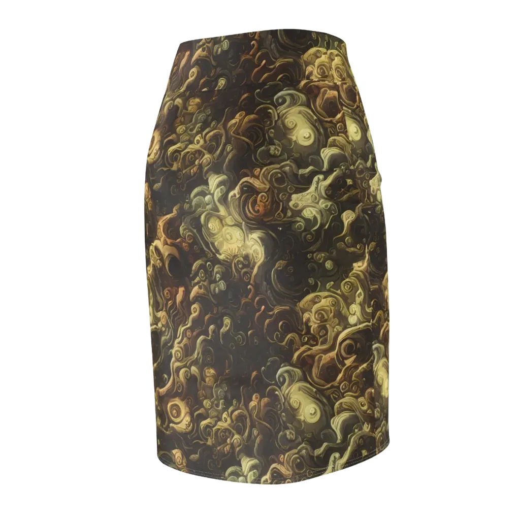 Ochre Undertow on Pencil Skirt — Back Side