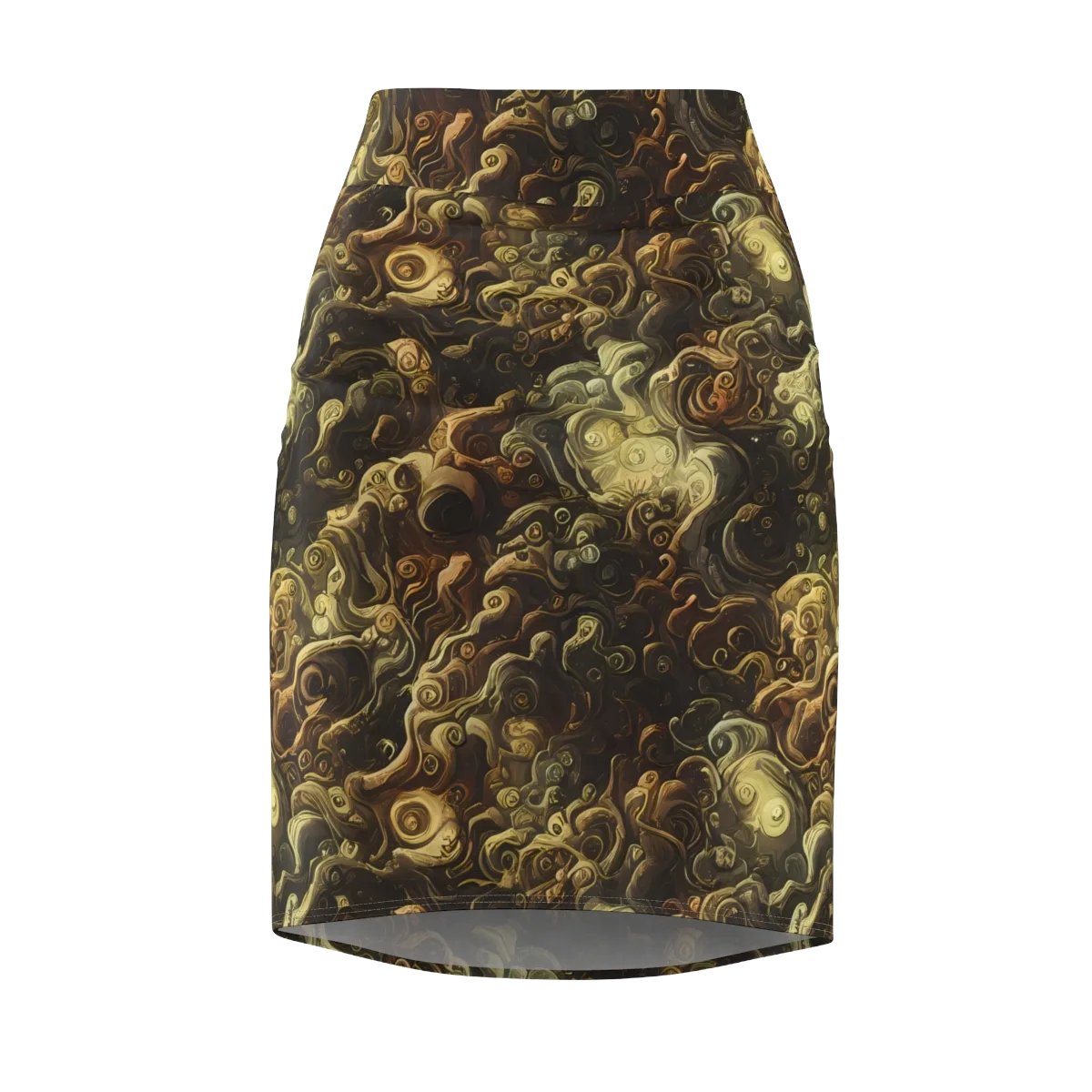 Ochre Undertow on Pencil Skirt — Front