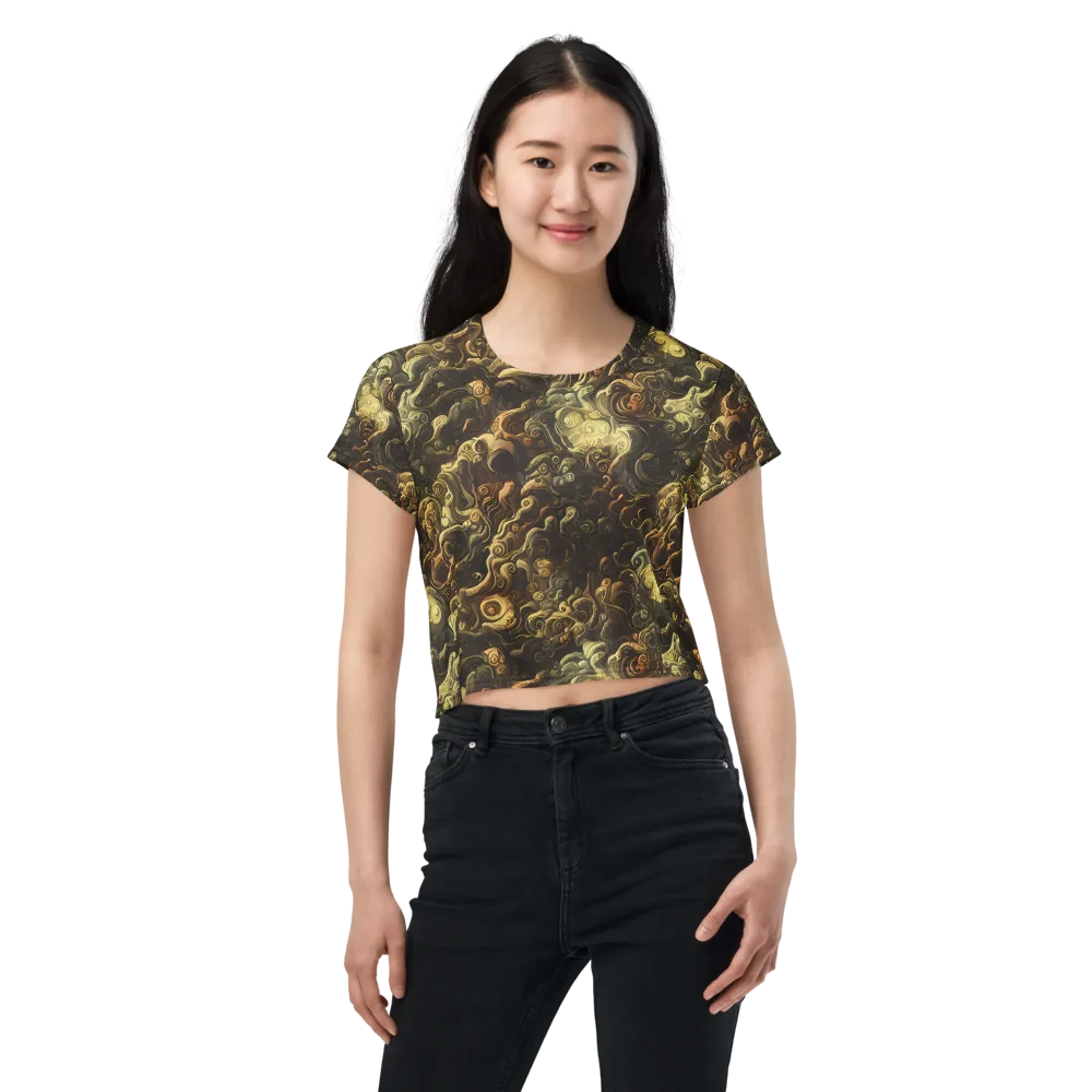 Ochre Undertow on Crop Tee — Front