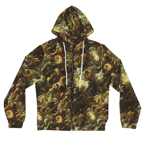 Ochre Undertow on a Women's Full-Zip Hoodie